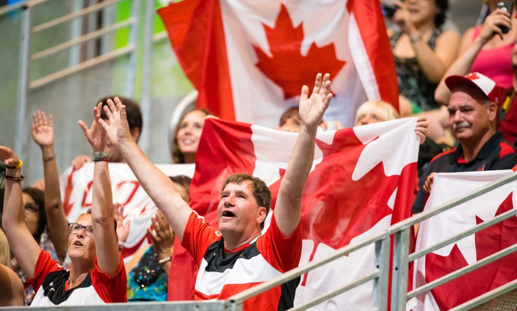 Canadian fans cheering in the stands